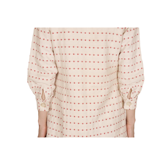 Vintage 50s Saks Couture Polka Dot Romper Dress Women's Off White Red Big Button - Picture 4 of 10